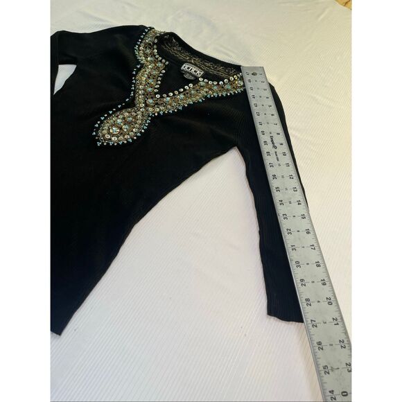 Berek By Takako Sakon Black Embellished Top Sweater Size Small - Picture 5 of 9